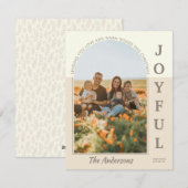 Joyful Modern Minimalist Boho Arch Photo Beige Feestdagenkaart (Voorkant / Achterkant)
