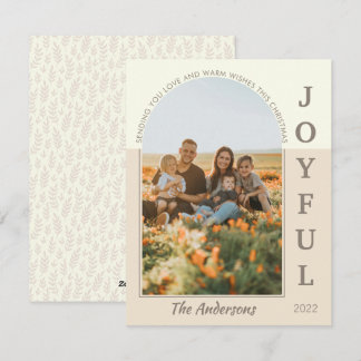 Joyful Modern Minimalist Boho Arch Photo Beige Feestdagenkaart