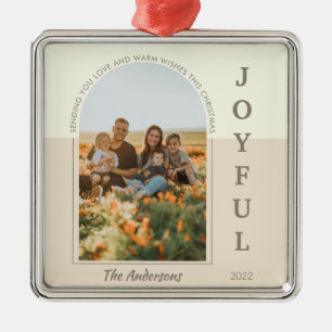 Joyful Modern Minimalist Boho Arch Photo Beige Metalen Ornament