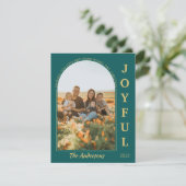Joyful Modern Minimalist Elegant Arch Foto Groen Feestdagenkaart (Staand voorkant)