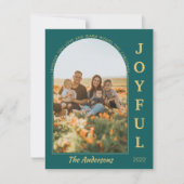 Joyful Modern Minimalist Elegant Arch Foto Groen Feestdagenkaart (Voorkant)