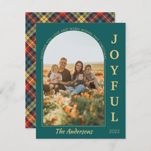 Joyful Modern Minimalist Elegant Arch Foto Groen Feestdagenkaart (Voorkant / Achterkant)
