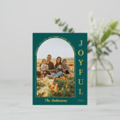 Joyful Modern Minimalist Elegant Arch Foto Groen Folie Feestdagen Briefkaart (Staand Voorkant)