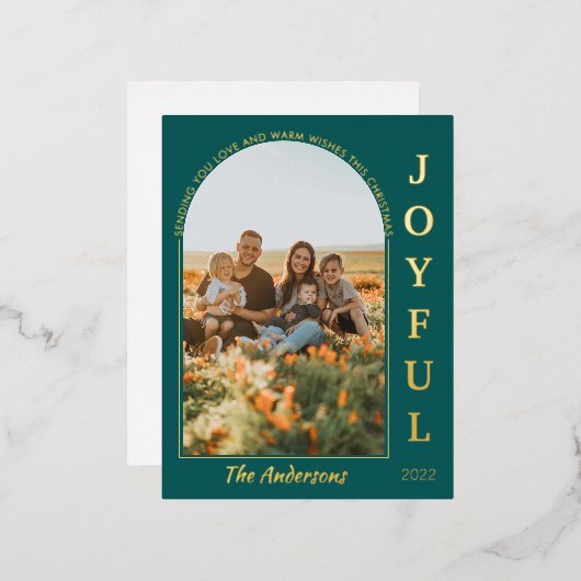Joyful Modern Minimalist Elegant Arch Foto Groen Folie Feestdagen Briefkaart (Voorkant / Achterkant)