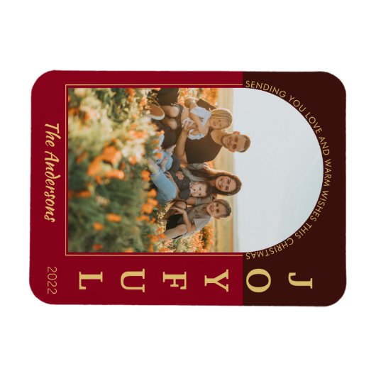 Joyful Modern Minimalist Elegant Arch Red Foto Magneet (Horizontaal)