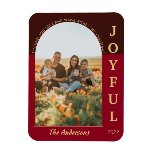 Joyful Modern Minimalist Elegant Arch Red Foto Magneet (Verticaal)