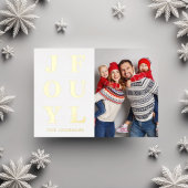 Joyful Modern Photo Kerstmis Gold Folie Feestdagenkaart