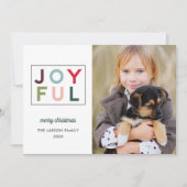 Joyful Modern Rainbow Lettering Foto Feestdagenkaart (Voorkant)