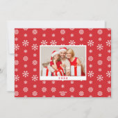 JOYFUL Modern Rood Wit Vrolijk Kerstfoto Feestdagenkaart (Achterkant)