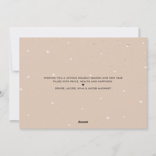 JOYFUL Modern Script Boho Greenery Burgundy Beige Feestdagenkaart (Achterkant)