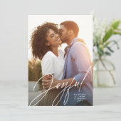 Joyful modern script één foto groen kerstfeest feestdagenkaart (Staand voorkant)