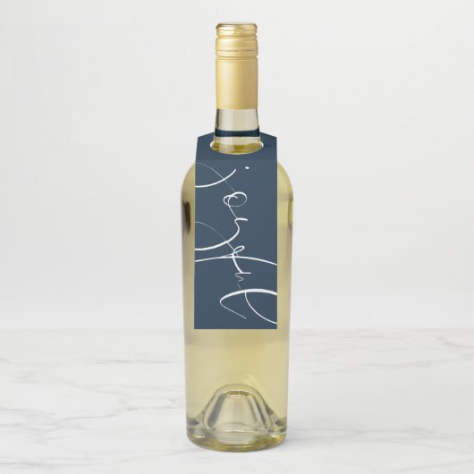 Joyful modern script kerstfeestdag flessenhanger (Op fles)