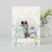 Joyful Modern Script Photo Folie Feestdagenkaart (Staand Voorkant)