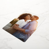 Joyful modern script roos gouden kerstfoto folie feestdagenkaart (Gedraaid)