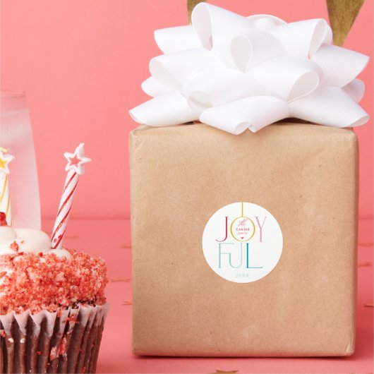 JOYFUL moderne elegante typografie helder kleurrij Ronde Sticker (Feest)