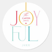 JOYFUL moderne elegante typografie helder kleurrij Ronde Sticker (Voorkant)