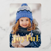 "Joyful" Moderne fotofeestdag Folie Feestdagenkaart (Voorkant)