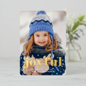 "Joyful" Moderne fotofeestdag Folie Feestdagenkaart (Staand Voorkant)