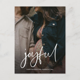 Joyful Moderne kersthandgeschreven scriptfoto Feestdagenkaart
