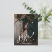 Joyful Moderne kersthandgeschreven scriptfoto Feestdagenkaart (Staand voorkant)