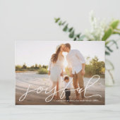 Joyful Moderne kersthandgeschreven scriptfoto Feestdagenkaart (Staand voorkant)