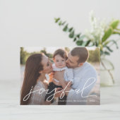 Joyful Moderne kersthandgeschreven scriptfoto Feestdagenkaart (Staand voorkant)