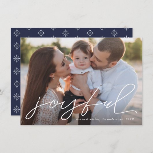 Joyful Moderne kersthandgeschreven scriptfoto Feestdagenkaart (Voorkant / Achterkant)