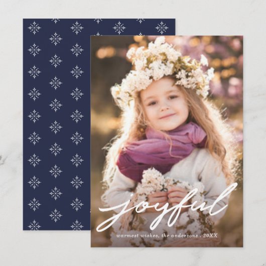Joyful Moderne kersthandschrift-foto Feestdagenkaart (Voorkant / Achterkant)