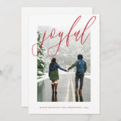 Joyful Moderne Kerstmis Handgeschreven Script Foto Feestdagenkaart (Voorkant / Achterkant)