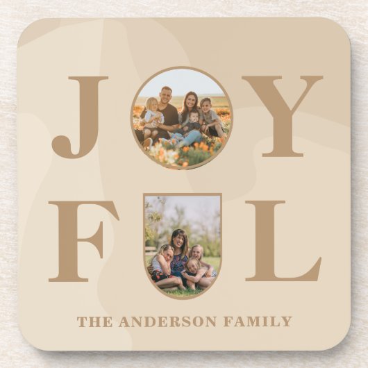 Joyful | Moderne, minimalistische beige Arch 2 fot Bier Onderzetter (Voorkant)