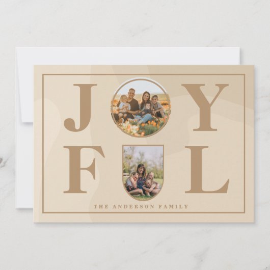 Joyful | Moderne, minimalistische beige Arch 2 fot Feestdagenkaart (Voorkant)