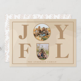 Joyful | Moderne, minimalistische beige Arch 2 fot Feestdagenkaart
