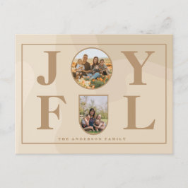 Joyful | Moderne, minimalistische beige Arch 2 fot Feestdagenkaart