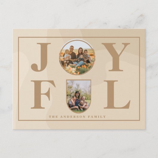 Joyful | Moderne, minimalistische beige Arch 2 fot Feestdagenkaart (Voorkant)