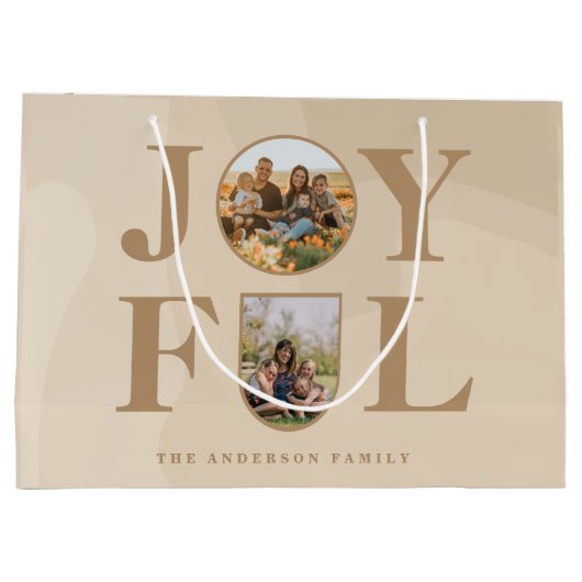 Joyful | Moderne, minimalistische beige Arch 2 fot Groot Cadeauzakje (Achterkant)