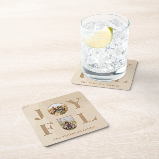 Joyful | Moderne, minimalistische beige Arch 2 fot Kartonnen Onderzetters (Insitu)