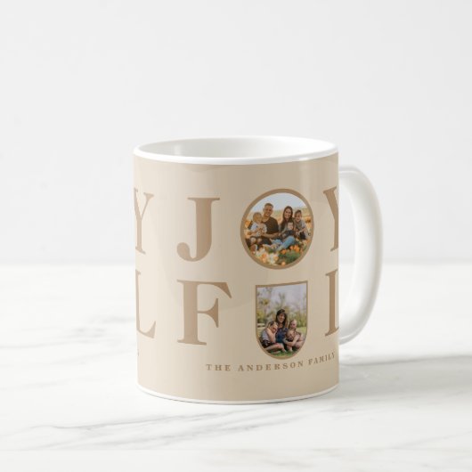 Joyful | Moderne, minimalistische beige Arch 2 fot Koffiemok (Voorkant rechts)