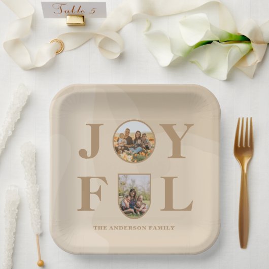 Joyful | Moderne, minimalistische beige Arch 2 fot Papieren Bordje