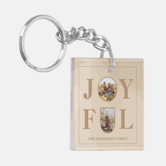 Joyful | Moderne, minimalistische beige Arch 2 fot Sleutelhanger (Voorkant Links)