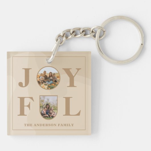 Joyful | Moderne, minimalistische beige Arch 2 fot Sleutelhanger (Achterkant)