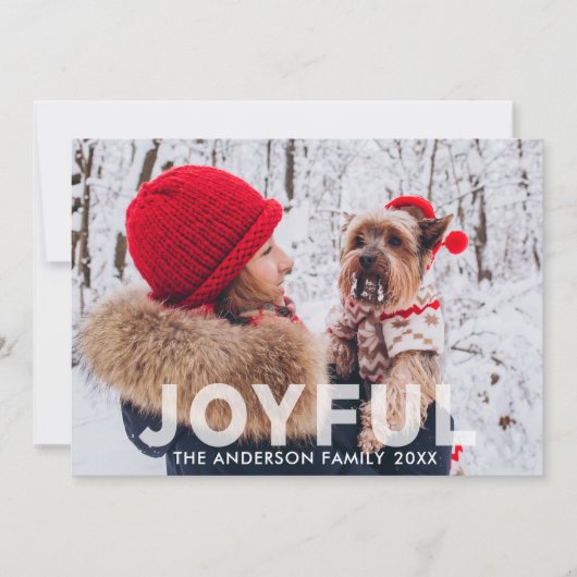 Joyful Moderne Translucent Overlay Foto Feestdagenkaart (Voorkant)