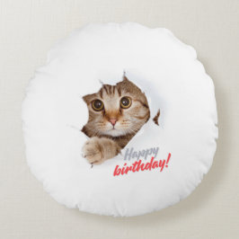 "Joyful Moments! Happy Birthday Throw Pillow" Rond Kussen