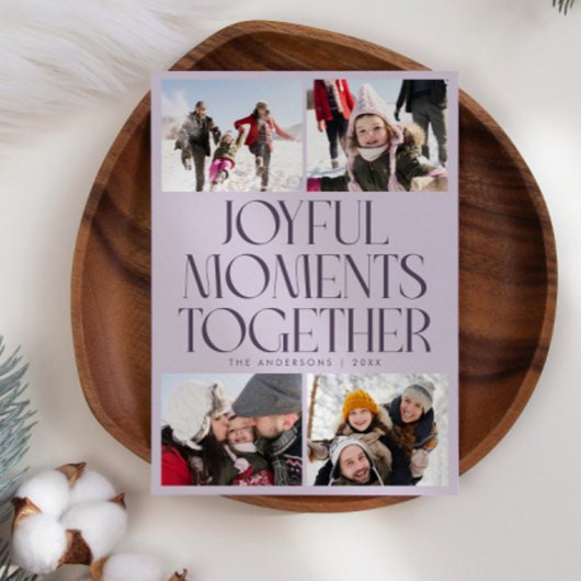Joyful Moments Together Purple Multi Photo Feestdagenkaart