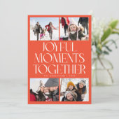 Joyful Moments Together Red Multi Photo Feestdagenkaart (Staand voorkant)
