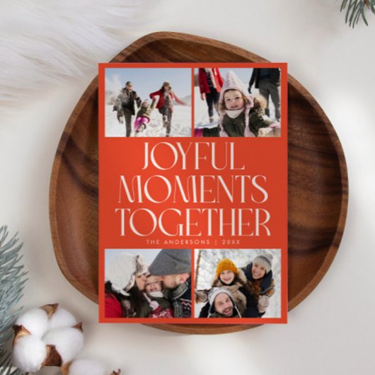 Joyful Moments Together Red Multi Photo Feestdagenkaart