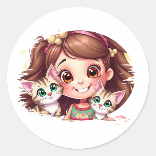 Joyful Moments with My Kitties Ronde Sticker (Voorkant)