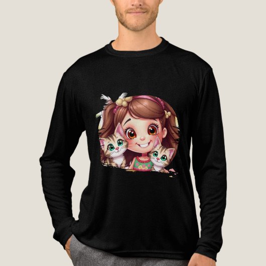 Joyful Moments with My Kitties Tri-Blend Shirt (Voorkant volledig)