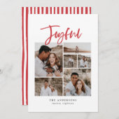 Joyful multi-foto kerstfeest feestdagenkaart (Voorkant / Achterkant)