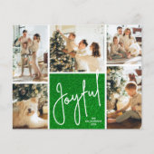 JOYFUL Multi Photo Budget Green Holiday Cards (Voorkant)
