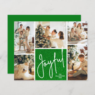 JOYFUL Multi Photo Budget Green Holiday Cards